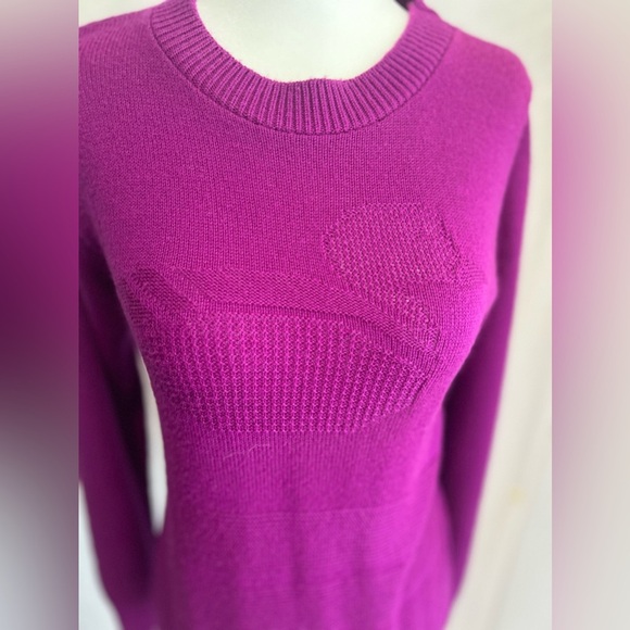 Vintage Kenneth Too Knit Sweater Purple Duck Detailed Acrylic 90's Cozy Sz S - Picture 3 of 7